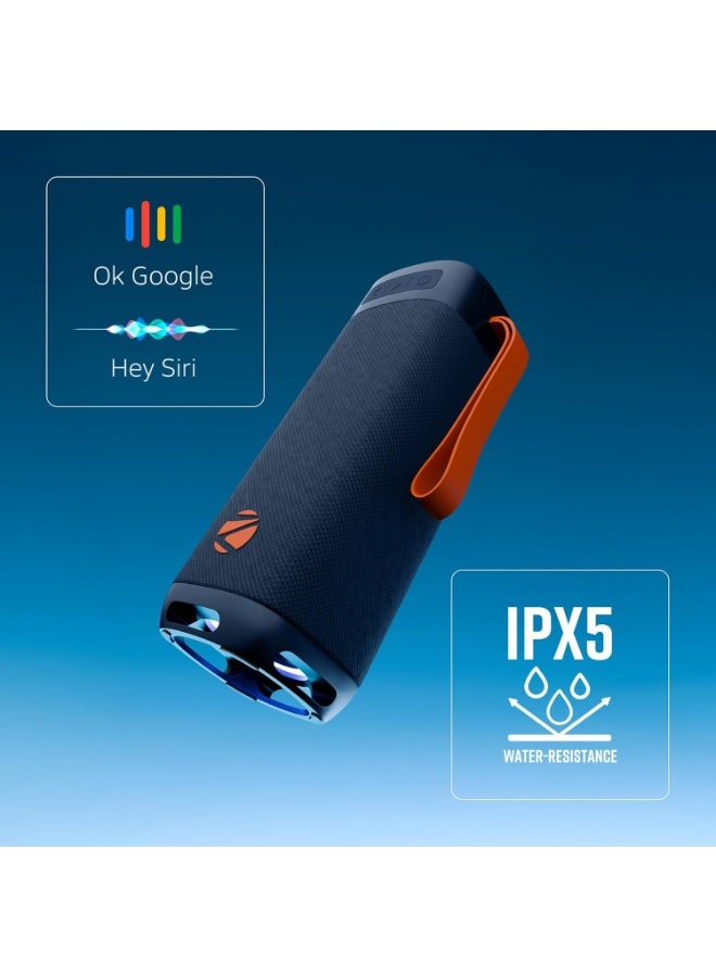 Zebronics Portable BT Speaker, 40W, Upto 6Hrs Playback, Dual 6.35cm Drivers, Passive Radiators, TWS, Type-C Charging, mSD, AUX, IPX5 Water Resistant, Voice Assistant Support (Sound Feast 250, Blue) - Image 3